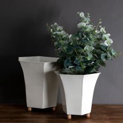 Footed Enamel Planters Set of 2