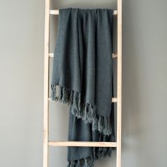 Washed Linen Tasseled Throw Blanket