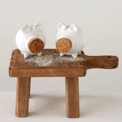 Stoneware Pig Salt and Pepper Shakers