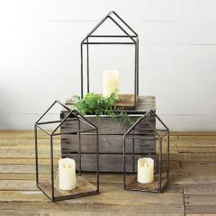 House Frame Candle Lantern Set of 3