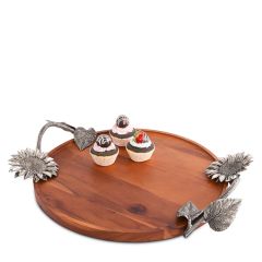 Acacia Wood Sunflower Serving Tray