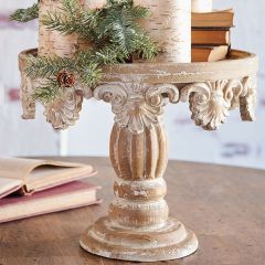 Fir Wood Distressed Pedestal 11 Inch