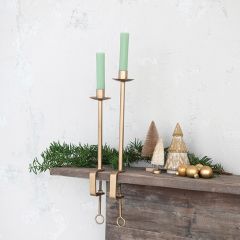 Adjustable C Clamp Antiqued Gold Taper Holder