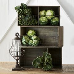 Metal Bin Wood Wall Shelf Set of 3