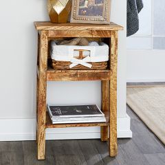 Side Table With Rattan Basket