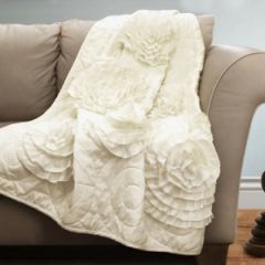 Floral Ivory Throw Blanket