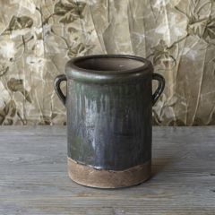 Aged Dripped Glaze Crock 6 inch