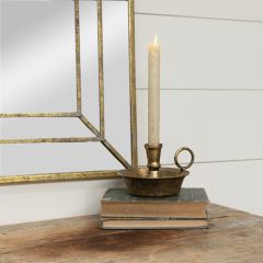 Aged Elegance Ring Handled Taper Candle Holder