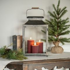 Aged Metal Candle Lantern With Handle
