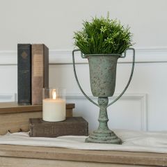 Aged Metal Finish Trophy Vase