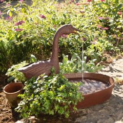 Aged Metal Goose Planter Fountain