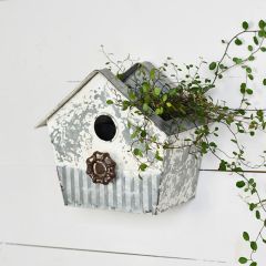 Aged Metal Hanging Birdhouse
