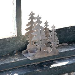 Aged Metal Trees Silhouette Tea Light Holder