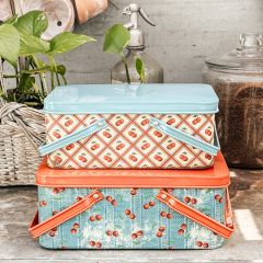 Americana Cherries Lidded Metal Bins Set of 2