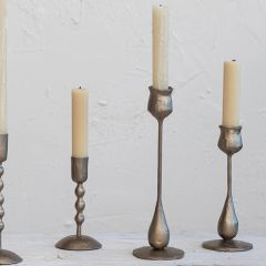 Antique Brass Finish Taper Candle Holder Set of 2