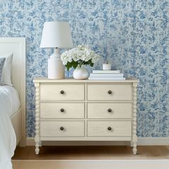 Antique Cream Turned Leg 6 Drawer Chest