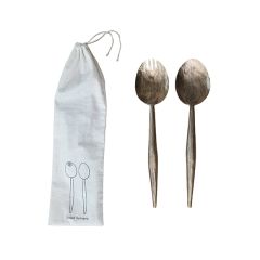 Antique Gold Serving Utensil Set In Drawstring Bag Salad Servers