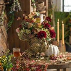 Antique Gold Autumn Turkey Vase
