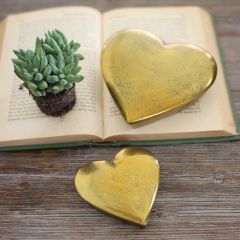 Antique Gold Heart Box Set of 2