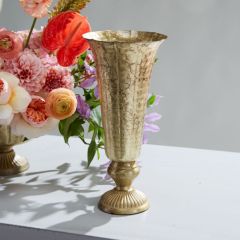 Antique Gold Tone Footed Vase 14 Inch