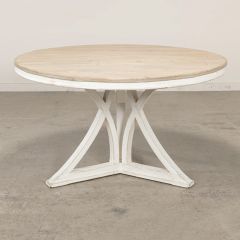 Antique White Round Farmhouse Dining Table