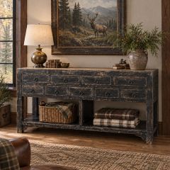 Antiqued 9 Drawer Sideboard