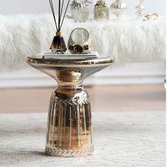 Antiqued Glass Round Display Stand Gold