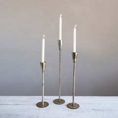 Antiqued Gold Finished Taper Holders Set of 3