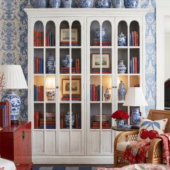 Antiqued White Reclaimed Pine Bookcase | SHIPS FREE