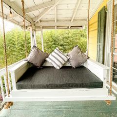 Arch Back Wood Porch Swing With Cushion