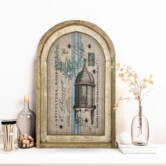 Arch Frame Striped Linen Bee Hive Print Wall Art