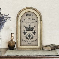 Arched Framed Fleur De Lis Linen Wall Art