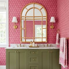 Arched Rattan Windowpane Wall Mirror