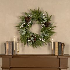 Artificial Whitewashed Hemlock And Pine Wreath