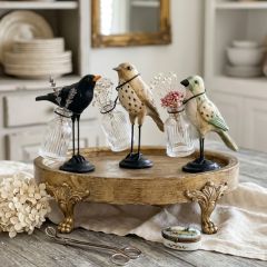 Assorted Bird on Pedestal Flower Holder Set of 3