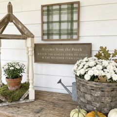 Autumn From The Porch Green Framed Sign