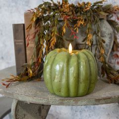 Autumn Green Pumpkin Flameless Candle 5 inch