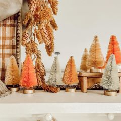 Autumn Hues 4 Inch Bottle Brush Tree Boxed Set of 5