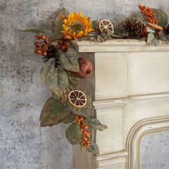 Autumn Hues Faux Sunflower and Orange Slice Garland