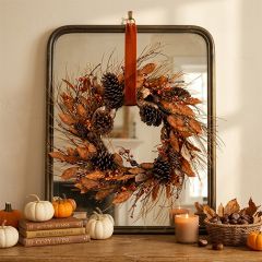 Autumn Orange Pine Wreath