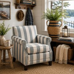 Awning Striped Roll Arm Chair