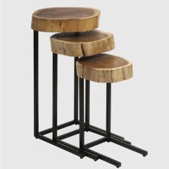 Wood Slab and Iron Nesting Tables