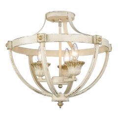 Rustic Cottage Antique Ivory Semi Flush Ceiling Light