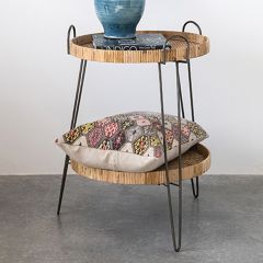 2 Tier Rattan Tray Table