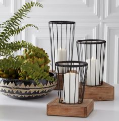 Metal Basket Candle Lantern Set of 3