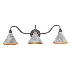 Rustic Homestead 3 Light Vanity Sconce Antique Black With Galvanized Steel Shade