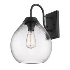 Textured Glass Dome Outdoor Wall Sconce with Black Finish