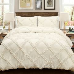 Ivory Ruffle Comforter Set 3 Pieces