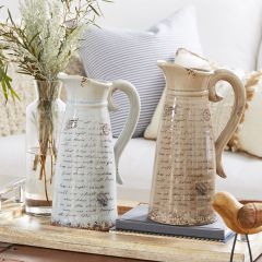 Glossy Ceramic Pitcher Vase Set of 2