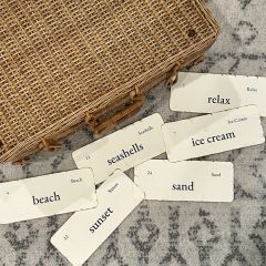 Beach Themed Primitive Flash Card Set of 6